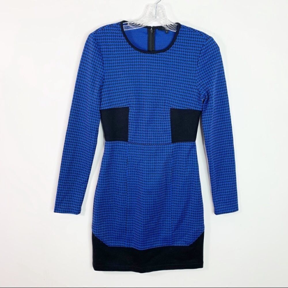 Tibi New York Blue & Black Houndstooth Dress size 0